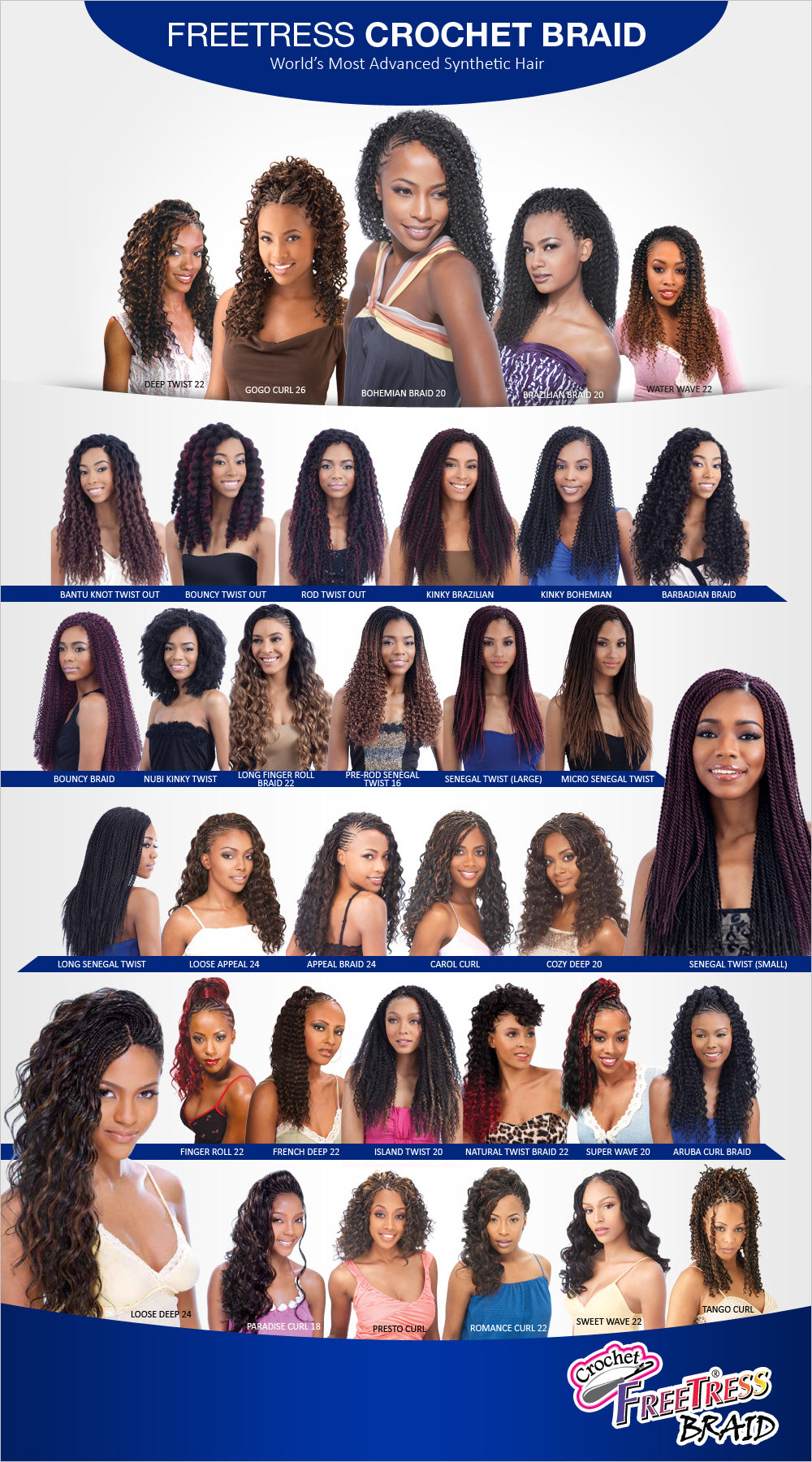 FREETRESS SYNTHETIC HAIR CROCHET BRAIDS WATER WAVE 12"