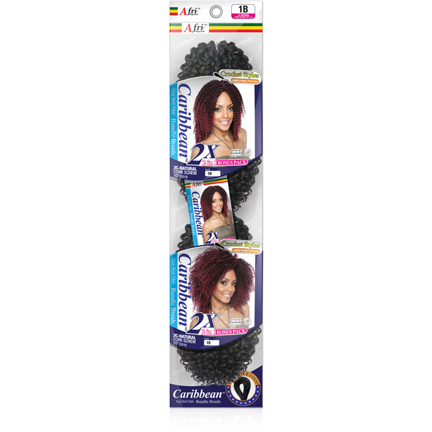 Afri Naptural Caribbean 2X 3C Natural Corkscrew 10"  2 IN 1 Bonus Pack