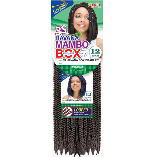 JANET COLLECTION 12" 3S Havana  Mambo Box Braid (medium) 100% Kanekalon/Toyokalon